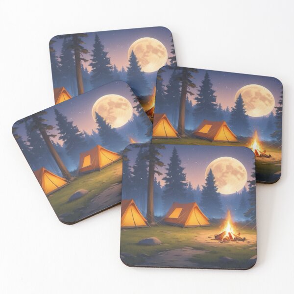 Item preview, Nighttime Forest Camping under the Full Moon designed and sold by Kochainn.