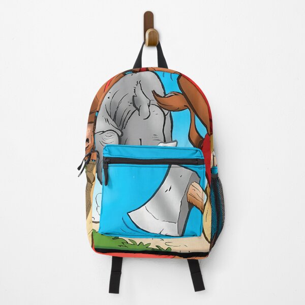 Item preview, Red Overalls Bull Carrying Axe On Shoulder Walking Past Angry Rhinoceros designed and sold by Manoharan Mathujan.