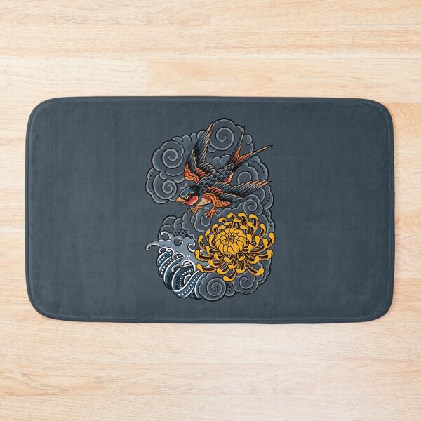 Item preview, Japanese Swallow Tattoo Art - Irezumi Cloud Wave designed and sold by SplashTastic.