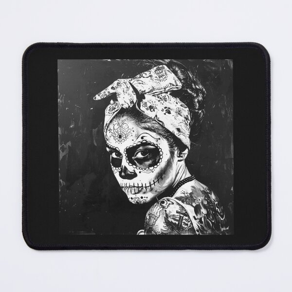 Item preview, Sugar Skull Woman Portrait – Day of the Dead Gothic Tattoo Art designed and sold by inkoutninja.