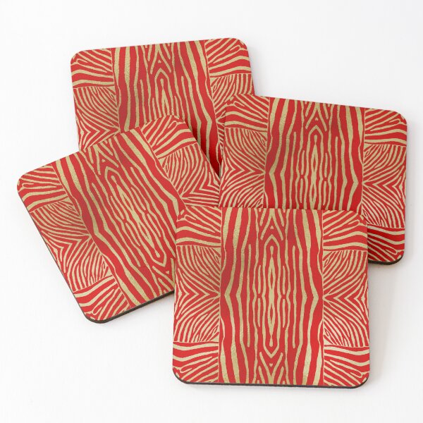 Item preview, Hand drawn red and gold zebra stripes designed and sold by Anne Londez Studio.