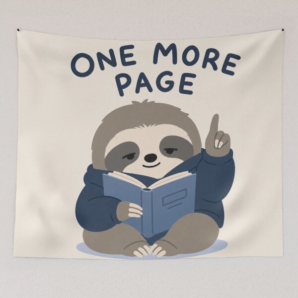 Item preview, One More Page Funny Sloth Reading Introvert Book Lover Sticker designed and sold by Yellowriversss.