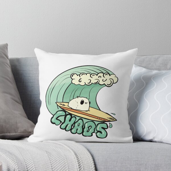 Item preview, Cute Fuzzy Surfer - Fluffy Creature Riding the Chaos designed and sold by Nest Coast.
