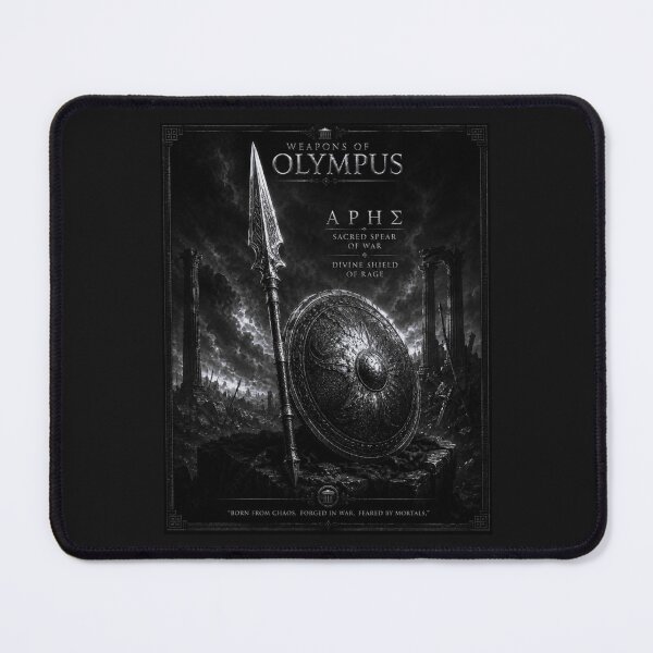 Item preview, Αρης Ares Sacred Spear & Shield – Black & White Greek Mythology designed and sold by Ancient-Era.