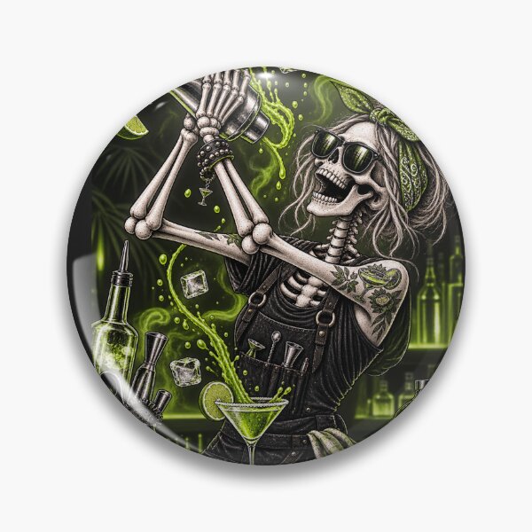 Item preview, Green Gothic Bartender Skull designed and sold by Shakesipserve.