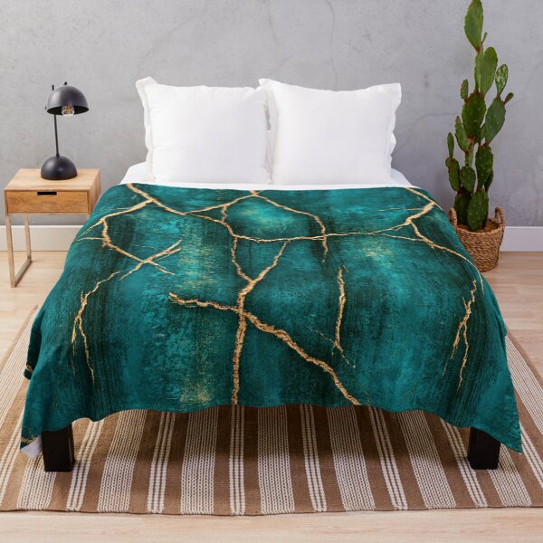 Item preview, Kintsugi Style Gold Veins on Teal Stone designed and sold by Piotrek0001.