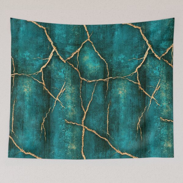 Item preview, Kintsugi Style Gold Veins on Teal Stone designed and sold by Piotrek0001.