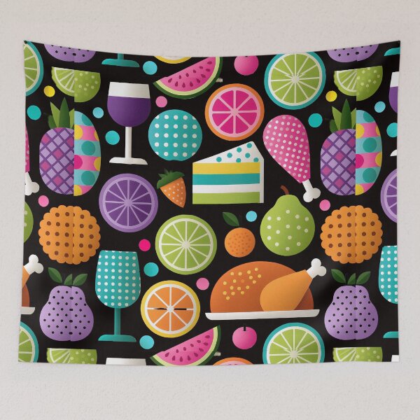 Item preview, Vibrant Geometric Feast Food and Drink Pattern designed and sold by colorful-white.