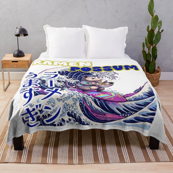 Item preview, Ramen Possum Surfing Japanese Great Wave – Funny Japanese Food Art designed and sold by LOVEARTDESIGN.