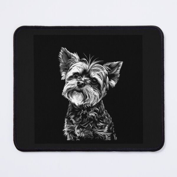 Item preview, Yorkshire Terrier Portrait – Black and White Yorkie Dog Art designed and sold by inkoutninja.