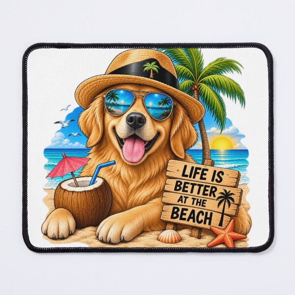 Item preview, Life Is Better at the Beach – Golden Retriever Summer designed and sold by ser-Ile.