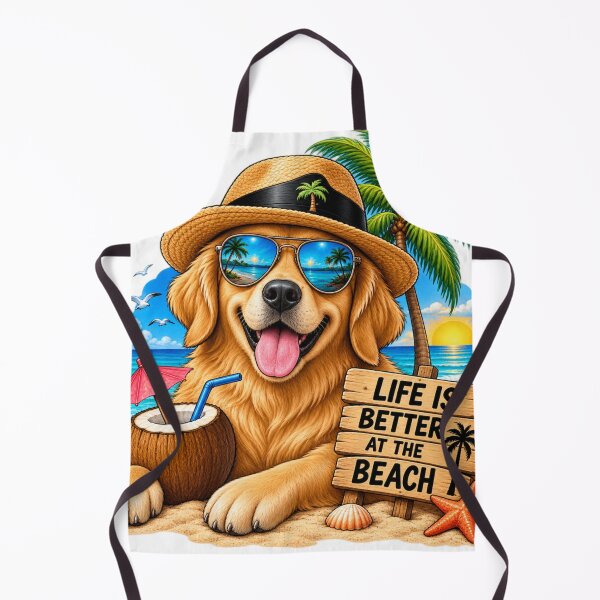 Item preview, Life Is Better at the Beach – Golden Retriever Summer designed and sold by ser-Ile.