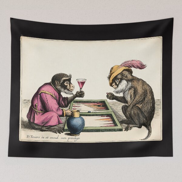 Item preview, Two Monkeys Playing Backgammon designed and sold by The Ravens Ballad.