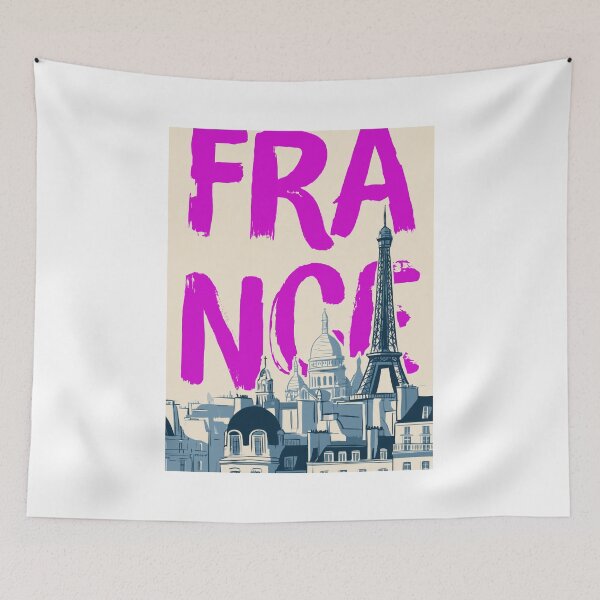 Item preview, France Paris Rooftops, Vintage Magenta Wall Art designed and sold by MarkedArtPrints.