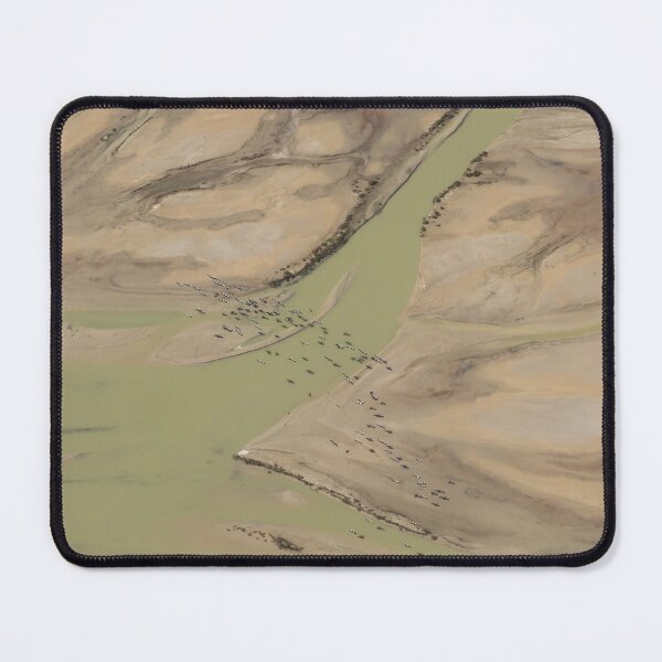 Item preview, Pelican Flock at the River's Edge — Lake Eyre Aerial, South Australia designed and sold by BushPilotLens.