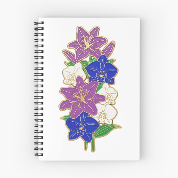 Item preview, Gold Enamel Lily Orchid Pin Cluster - Botanical Floral Badge Art designed and sold by Dzblack.