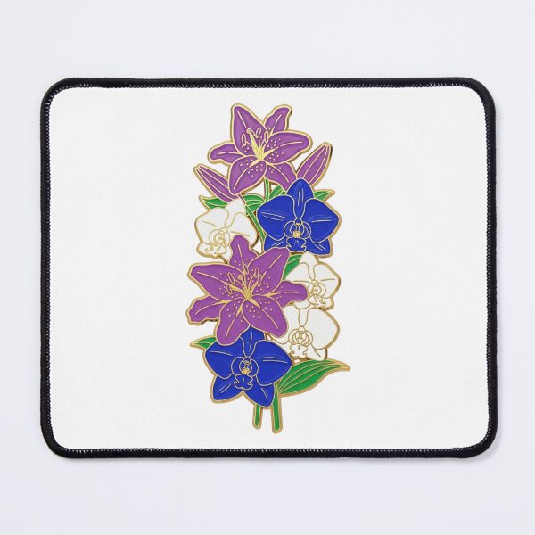 Item preview, Gold Enamel Lily Orchid Pin Cluster - Botanical Floral Badge Art designed and sold by Dzblack.