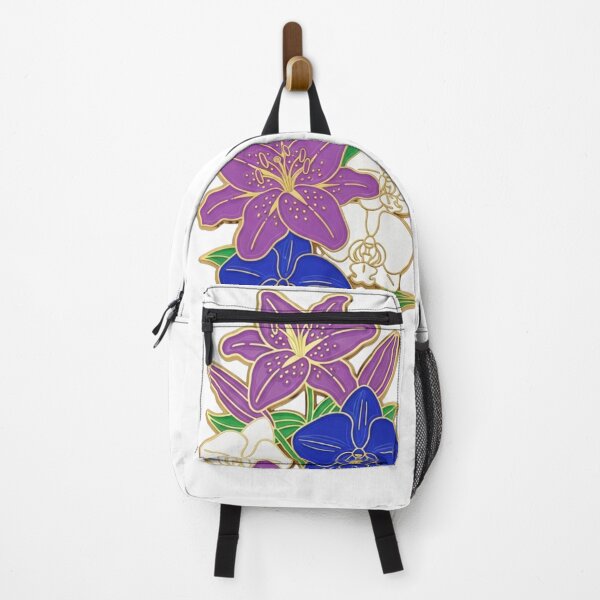 Item preview, Gold Enamel Lily Orchid Pin Cluster - Botanical Floral Badge Art designed and sold by Dzblack.
