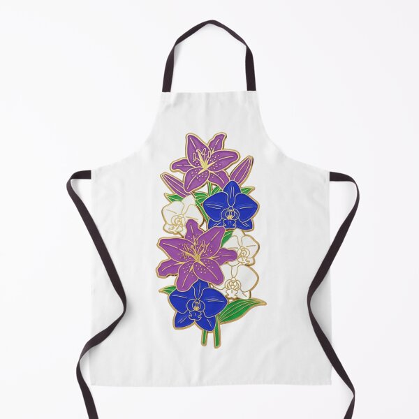 Item preview, Gold Enamel Lily Orchid Pin Cluster - Botanical Floral Badge Art designed and sold by Dzblack.