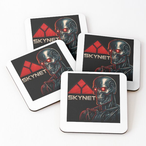 Item preview, Metallic Terminator Endoskeleton Skull Beside Glowing Red Skynet designed and sold by TheOneStyleBro.