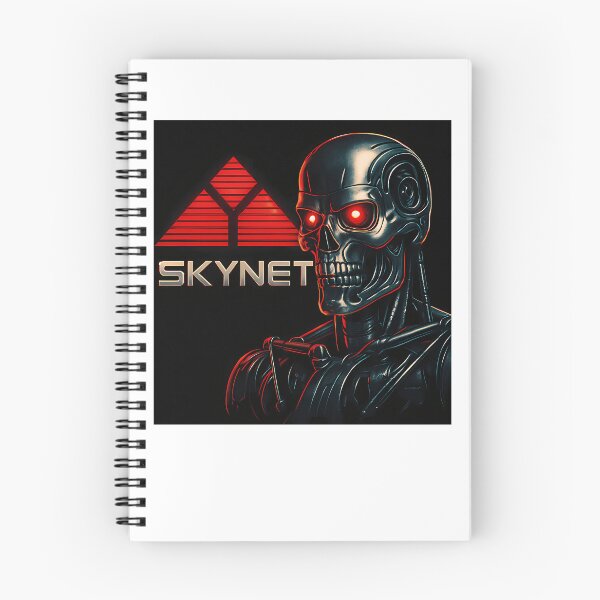 Item preview, Metallic Terminator Endoskeleton Skull Beside Glowing Red Skynet designed and sold by TheOneStyleBro.
