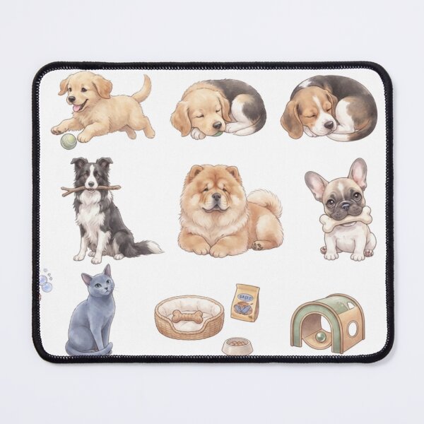Item preview, Cute Dog Breeds Cats Pet Bed Watercolor Aesthetic Planner designed and sold by Rehnair.