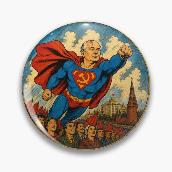 Item preview, Gorbachev as a superhero designed and sold by Cold War Conversations.