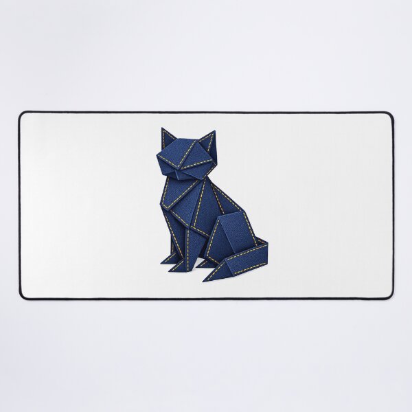 Item preview, Origami Denim Cat with Golden Stitching - Aesthetic Japanese Art designed and sold by teemix.