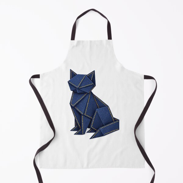 Item preview, Origami Denim Cat with Golden Stitching - Aesthetic Japanese Art designed and sold by teemix.