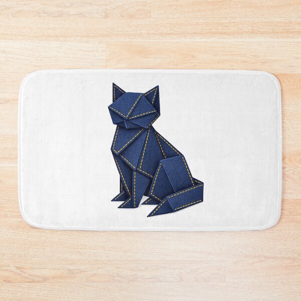 Item preview, Origami Denim Cat with Golden Stitching - Aesthetic Japanese Art designed and sold by teemix.