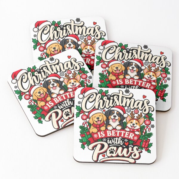 Item preview, Christmas Is Better With Paws | Cute Christmas Dogs Santa Hat Holiday Shirt designed and sold by Craftev.