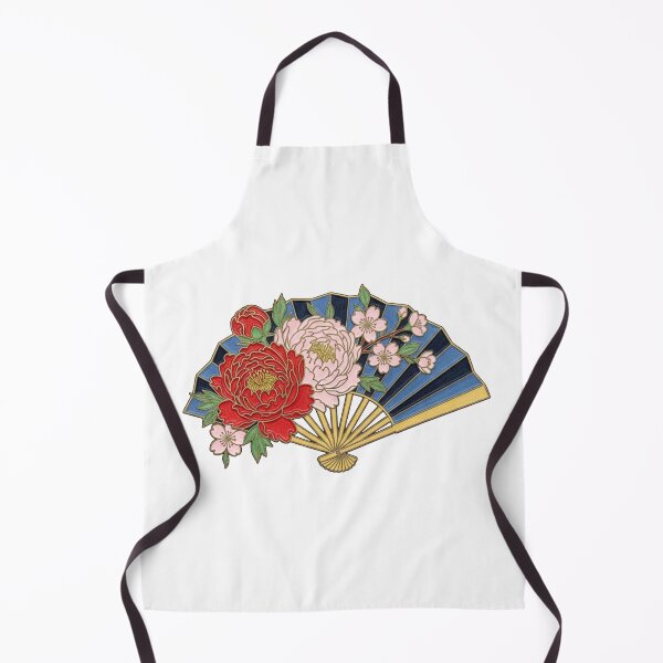 Item preview, Japanese Folding Fan with Peonies Cherry Blossoms - Floral Enamel Pin Art designed and sold by Dzblack.