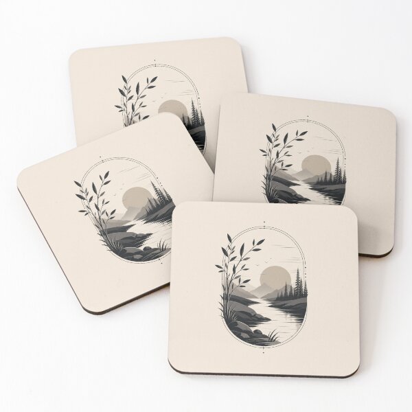 Item preview, Minimal Mountain River Landscape Art designed and sold by VYBORA Studio.