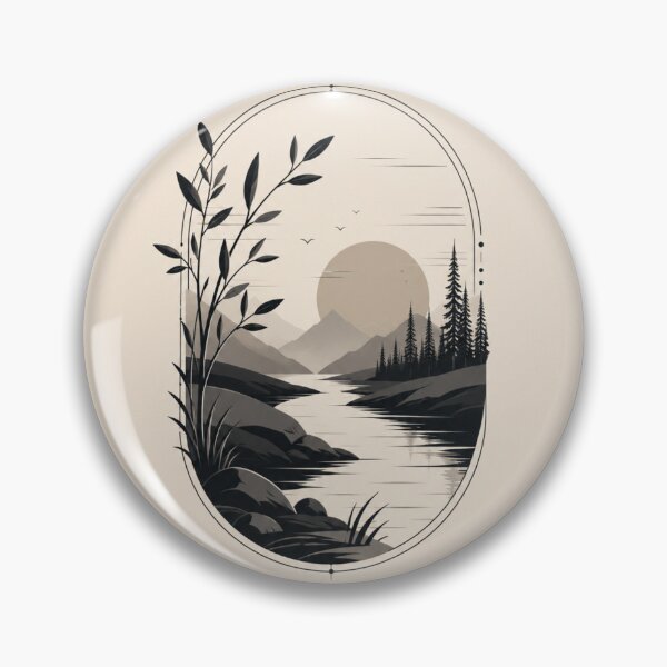 Item preview, Minimal Mountain River Landscape Art designed and sold by VYBORA Studio.