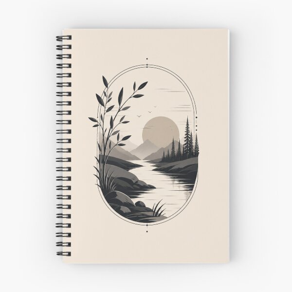 Item preview, Minimal Mountain River Landscape Art designed and sold by VYBORA Studio.