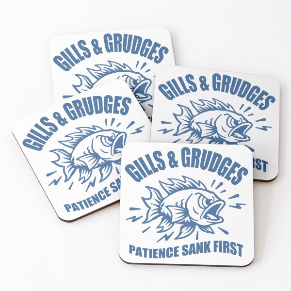 Item preview, Gills & Grudges - Funny Angry Fish Retro Fishing Art_BLUE designed and sold by AckeeWolf.