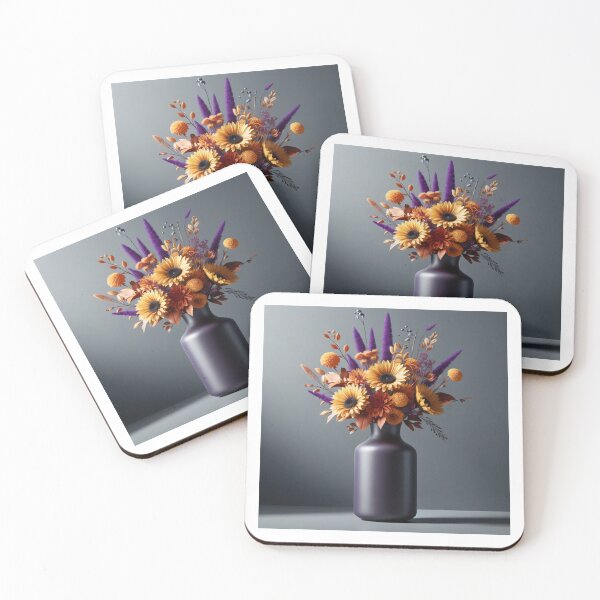 Item preview, Orange and Purple Floral Bouquet in Dark Vase designed and sold by NarjaShop.