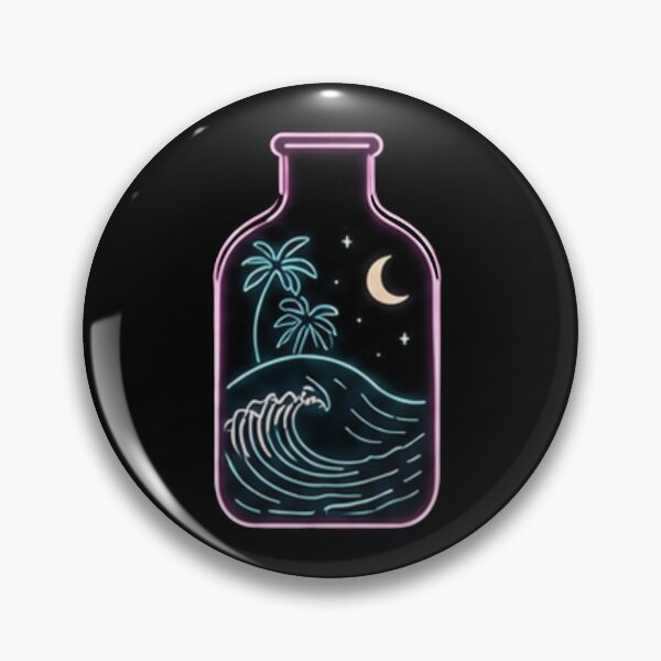 Item preview, Tropical Ocean Wave Night Bottle Crescent Moon Palm Tree designed and sold by Rehnair.