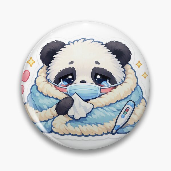 Item preview, Sick Panda Sticker Kawaii Cozy Animal Meme for Tired Friends & Introverts designed and sold by CutePrintCorner.