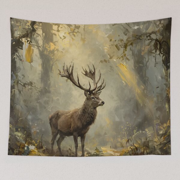 Item preview, Majestic Stag in Enchanted Forest, Woodland Deer Nature Art designed and sold by cr6zym1nd.