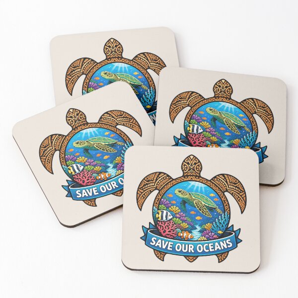 Item preview, Save Our Oceans - Polynesian Sea Turtle, Coral Reef designed and sold by Myra365Art.