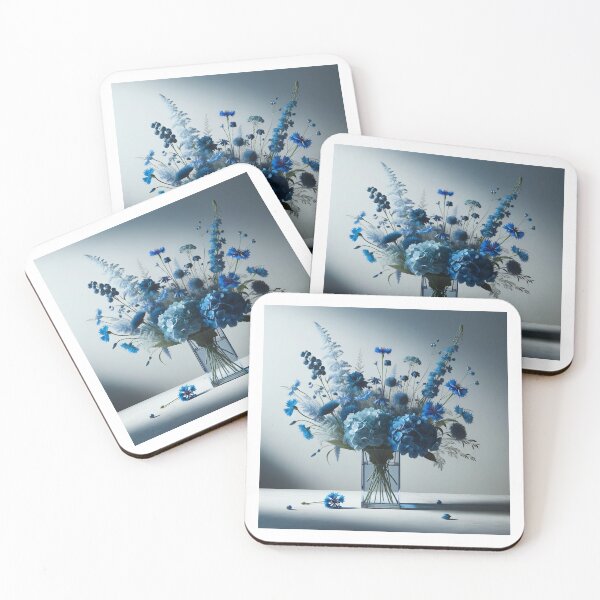 Item preview, Blue Hydrangea and Wildflower Bouquet in Glass Vase designed and sold by NarjaShop.