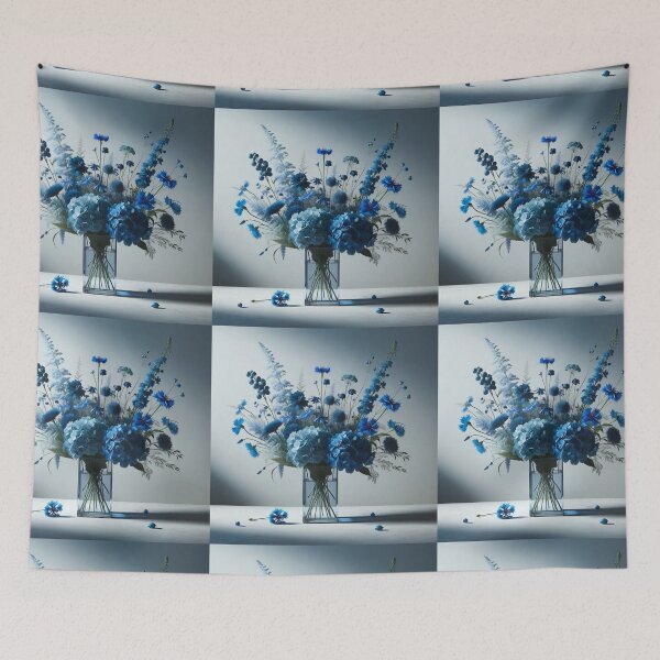 Item preview, Blue Hydrangea and Wildflower Bouquet in Glass Vase designed and sold by NarjaShop.