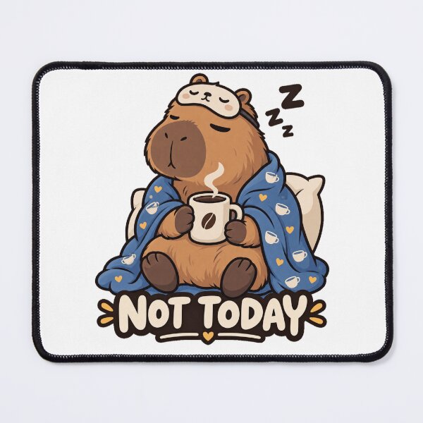 Item preview, Cute Sleepy Capybara Drinking Coffee Not Today designed and sold by Herodestroyer.