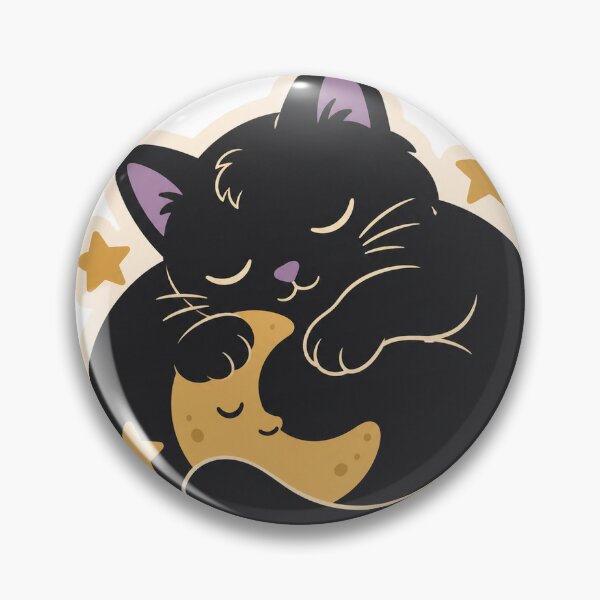 Item preview, Sleepy Black Cat Hugging the Moon designed and sold by LuckyStore4.