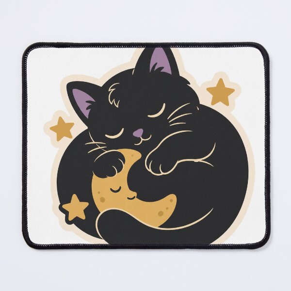 Item preview, Sleepy Black Cat Hugging the Moon designed and sold by LuckyStore4.