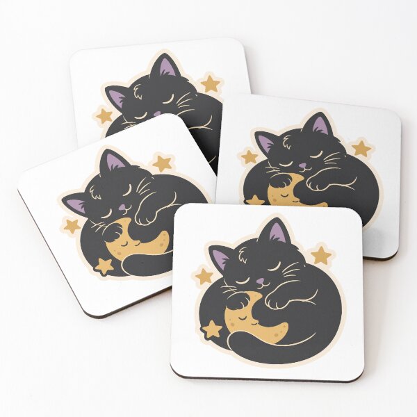 Item preview, Sleepy Black Cat Hugging the Moon designed and sold by LuckyStore4.