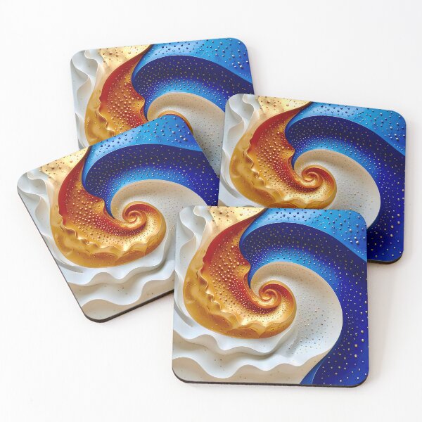 Item preview, Colorful Swirling Waves in Blue and Gold designed and sold by Vicky Brago-Mitchell®.