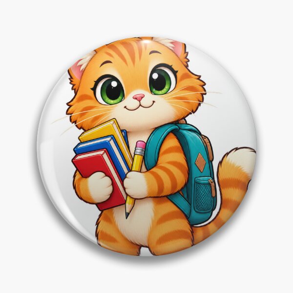 Item preview, Kawaii Back to School Orange Cat designed and sold by NoorCanvasArt.