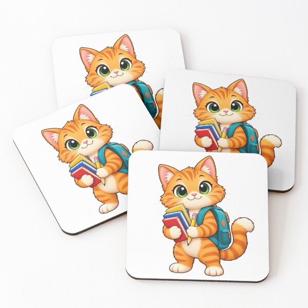 Item preview, Kawaii Back to School Orange Cat designed and sold by NoorCanvasArt.